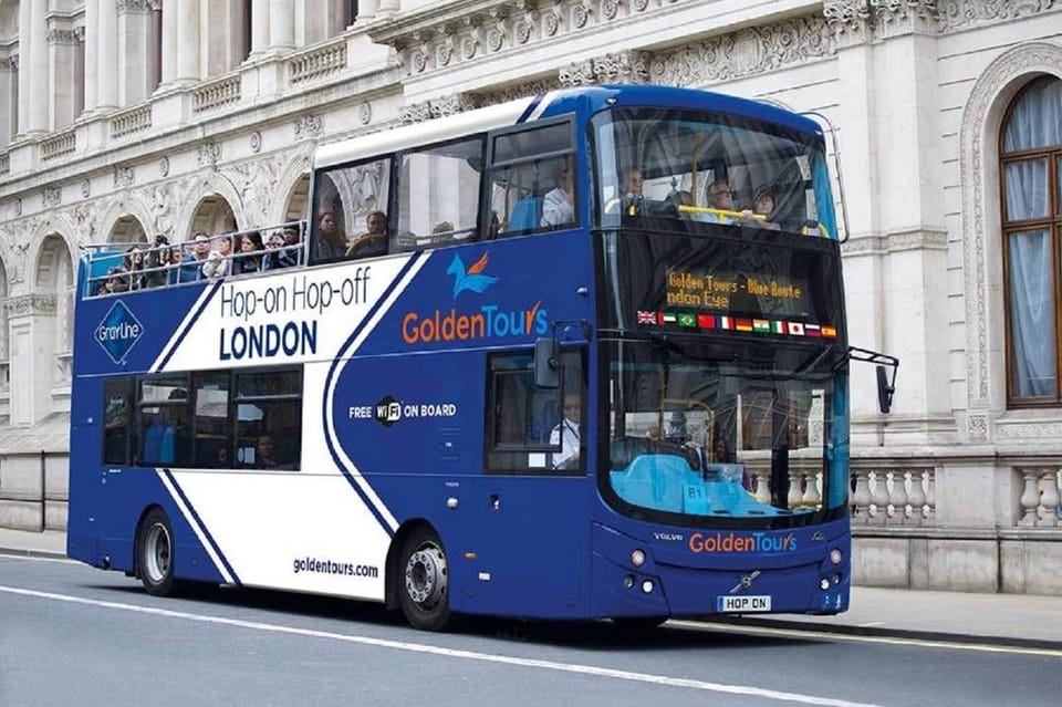 London: Hop-on Hop-off Bus Tour and Madame Tussauds Ticket - Golden Tours hop-on hop-off: Red, Blue, and Orange routes in plain English