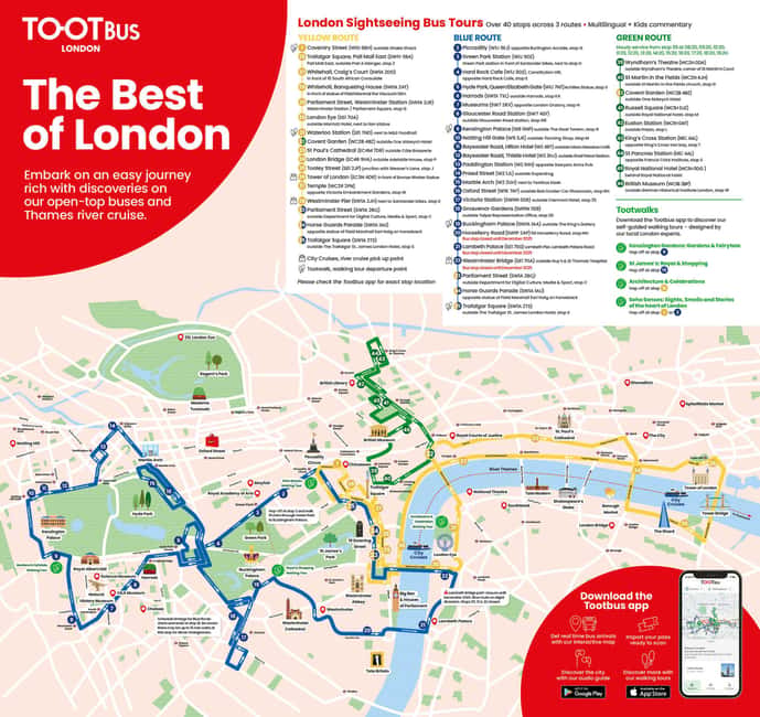 London: Tootbus Hop-on Hop-off with optional River Cruise - Audio in 10 languages and kids commentary in English and French