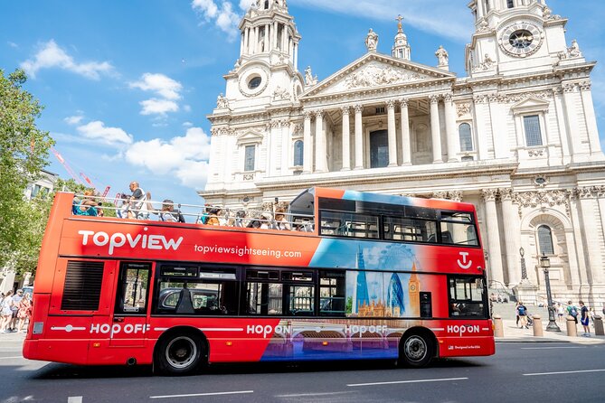 TopView® 24 Hr Hop on Hop off Bus Tour with River Cruise & Walks - Westminster’s Big Trio: Big Ben, London Eye, and the right pier